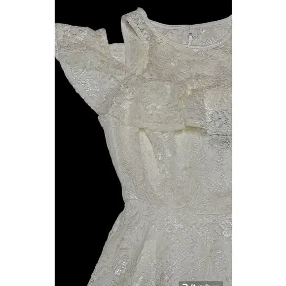 B Darlin Off white lace cold shoulder fit and flare dress women's 3/4 NWT - Picture 4 of 8